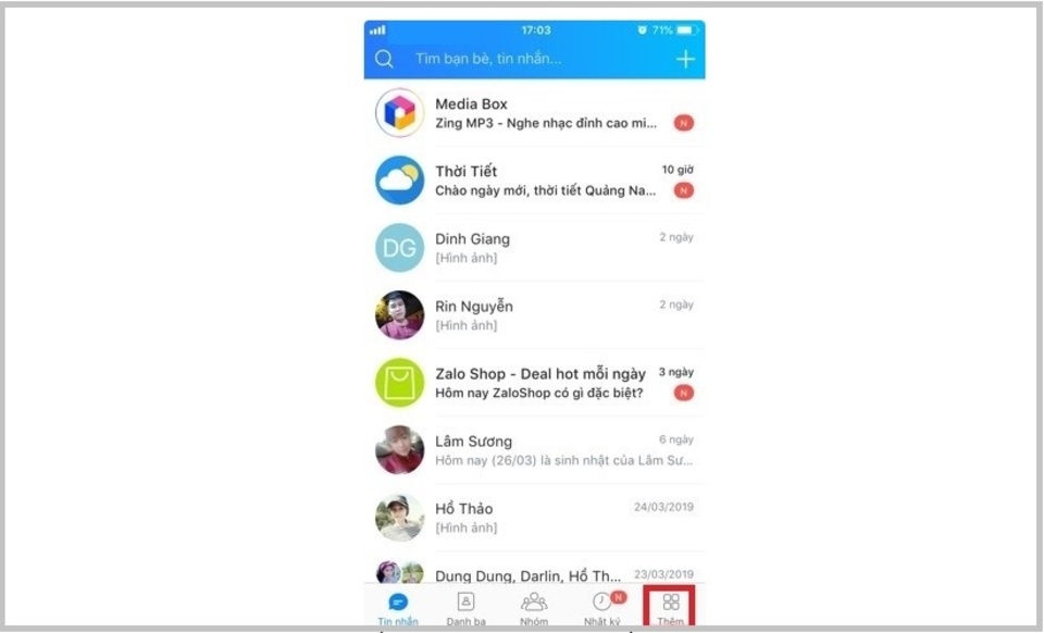 3 cách bật thông báo sinh nhật Zalo cực đơn giản 2 nhấp vào mục thêm