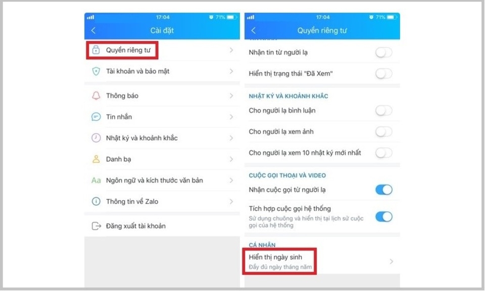 3 cách bật thông báo sinh nhật Zalo cực đơn giản 4 chọn hiển thị ngày sinh