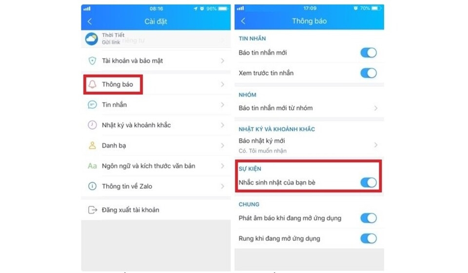 3 cách bật thông báo sinh nhật Zalo cực đơn giản 7 nhắc thông báo sinh nhật của bạn bè