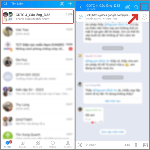 2 Cách âm thầm rời nhóm Zalo không ai biết 3 Nhấp biểu tượng menu Zalo