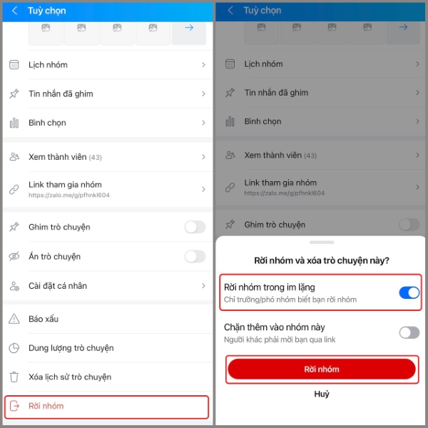 2 Cách âm thầm rời nhóm Zalo không ai biết 4 Chọn rời nhóm trong im lặng