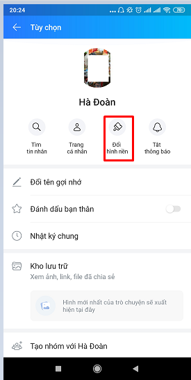 Chọn Đổi hình nền 