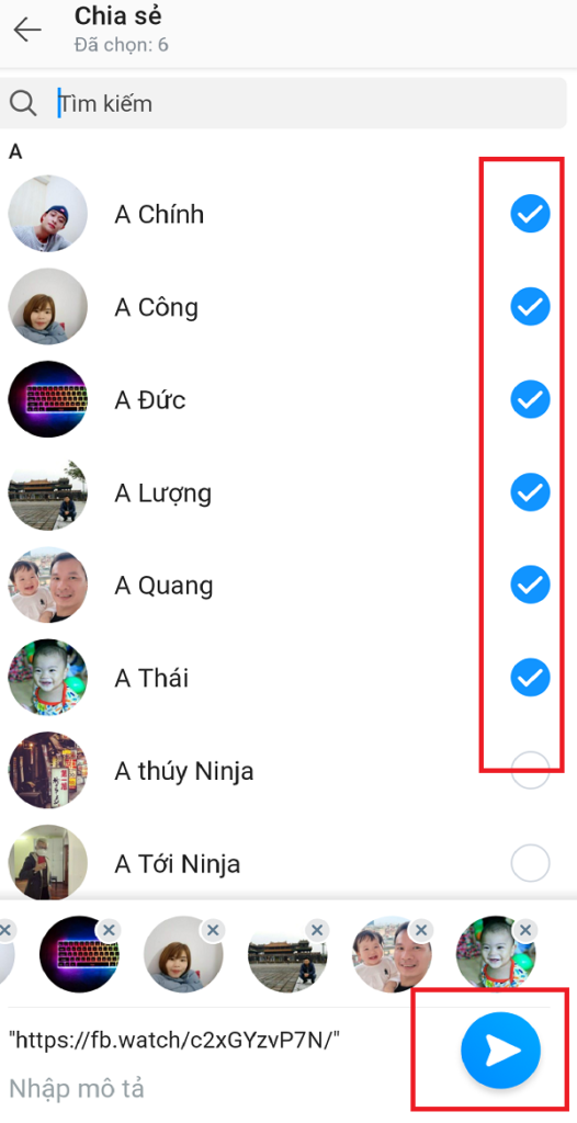 chọn bạn bè và chia sẻ