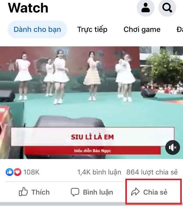 nhấp nút chia sẻ