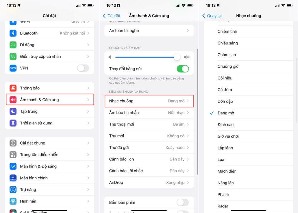 lựa chọn nhạc chuông