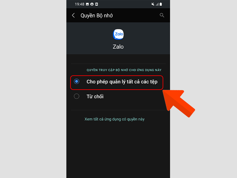 cho phép zalo truy cập ảnh
